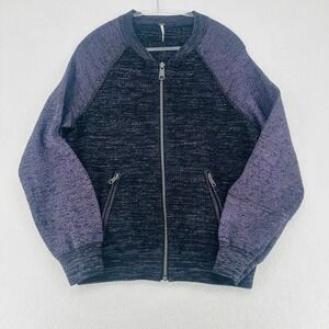 Free People Zip Front Knit Jacket Purple Black Medium